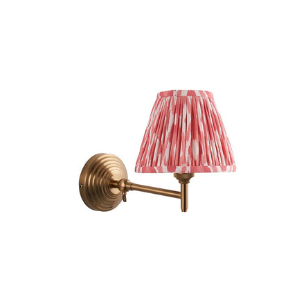 Obelisk Fold And Ikat 16cm Coral Pink Shade Wall Light In Brushed Aged Brass