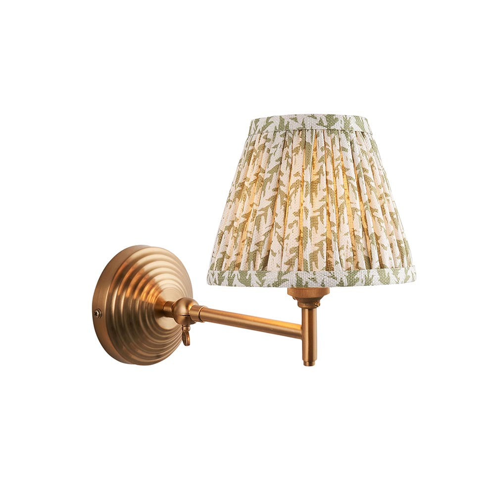 Obelisk Fold And Leaf 16cm Herb Garden Green Shade Wall Light In Brushed Aged Brass