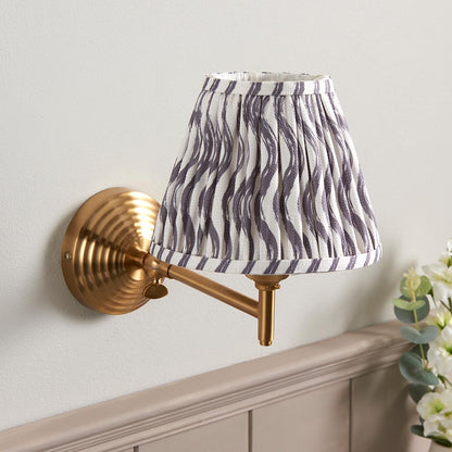 Obelisk Fold And Ripple 16cm Pearl Grey Shade Wall Light In Brushed Aged Brass