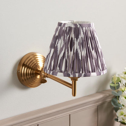 Obelisk Fold And Ikat 16cm Pearl Grey Shade Wall Light In Brushed Aged Brass