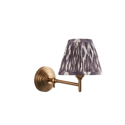 Obelisk Fold And Ikat 16cm Pearl Grey Shade Wall Light In Brushed Aged Brass