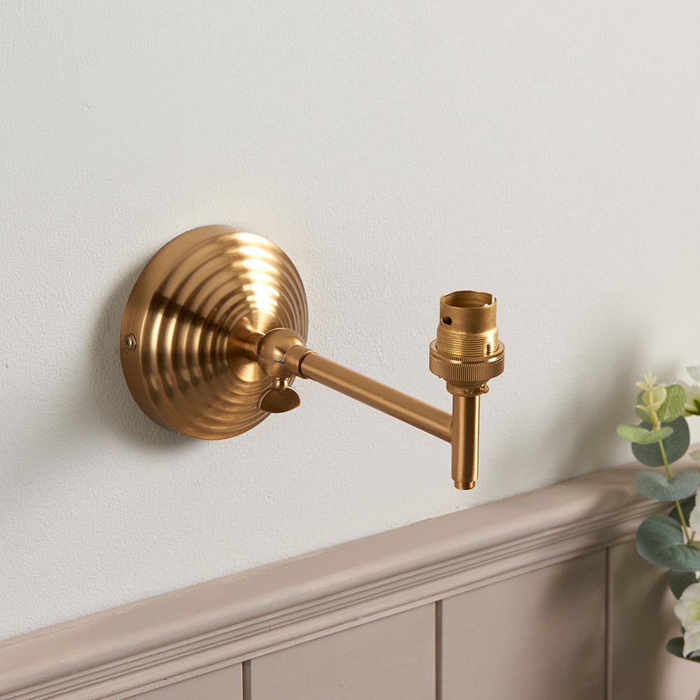 Obelisk Fold And Ikat 16cm Marlin Blue Shade Wall Light In Brushed Aged Brass