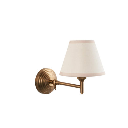 Obelisk Fold And Ivy 16cm Vintage White Shade Wall Light In Brushed Aged Brass