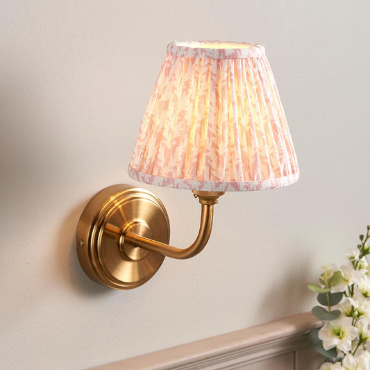 Step Arc And Leaf 16cm Peachy Keen Shade Wall Light In Brushed Aged Brass
