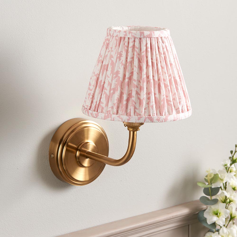 Step Arc And Leaf 16cm Peachy Keen Shade Wall Light In Brushed Aged Brass