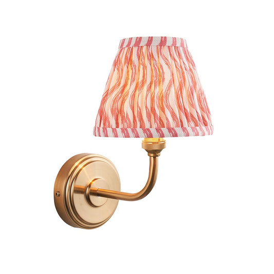 Step Arc And Ripple 16cm Coral Pink Shade Wall Light In Brushed Aged Brass