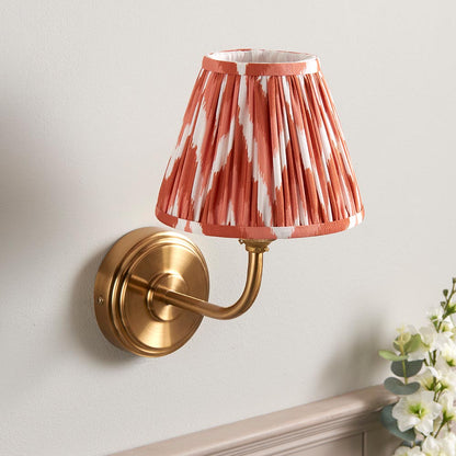 Step Arc And Zigzag 16cm Apricot Orange Shade Wall Light In Brushed Aged Brass