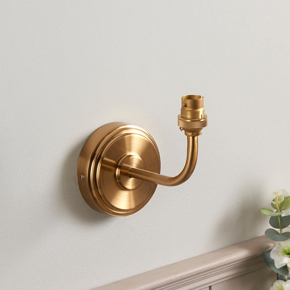 Step Arc And Zigzag 16cm Apricot Orange Shade Wall Light In Brushed Aged Brass