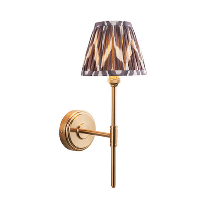 Step T Bar And Zigzag 16cm Pearl Grey Shade Wall Light In Brushed Aged Brass