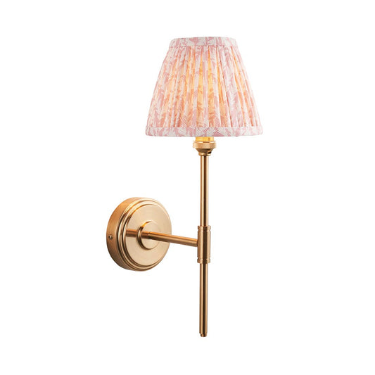Step T Bar And Leaf 16cm Peachy Keen Shade Wall Light In Brushed Aged Brass