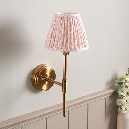 Step T Bar And Leaf 16cm Peachy Keen Shade Wall Light In Brushed Aged Brass