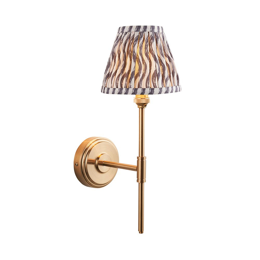 Step T Bar And Ripple 16cm Pearl Grey Shade Wall Light In Brushed Aged Brass