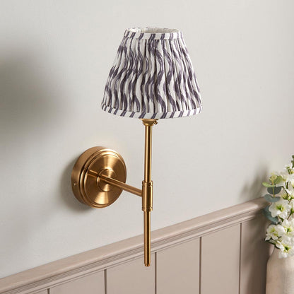 Step T Bar And Ripple 16cm Pearl Grey Shade Wall Light In Brushed Aged Brass
