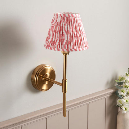 Step T Bar And Ripple 16cm Coral Pink Shade Wall Light In Brushed Aged Brass