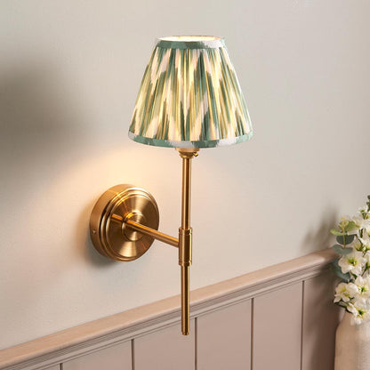 Step T Bar And Zigzag 16cm Cotswold Green Shade Wall Light In Brushed Aged Brass