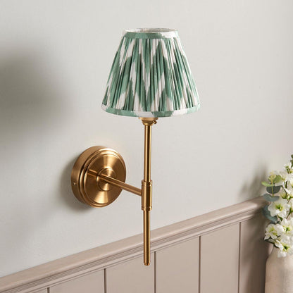 Step T Bar And Zigzag 16cm Cotswold Green Shade Wall Light In Brushed Aged Brass