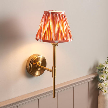 Step T Bar And Zigzag 16cm Apricot Orange Shade Wall Light In Brushed Aged Brass