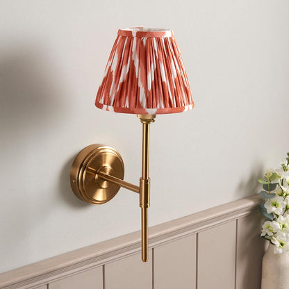 Step T Bar And Zigzag 16cm Apricot Orange Shade Wall Light In Brushed Aged Brass