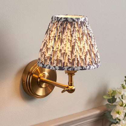Step Wing And Leaf 16cm Pearl Grey Shade Wall Light In Brushed Aged Brass