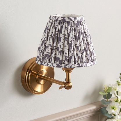 Step Wing And Leaf 16cm Pearl Grey Shade Wall Light In Brushed Aged Brass