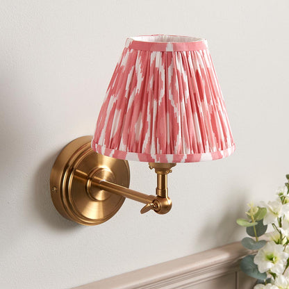 Step Wing And Ikat 16cm Coral Pink Shade Wall Light In Brushed Aged Brass