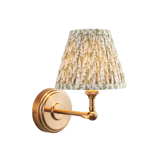 Step Wing And Leaf 16cm Herb Garden Green Shade Wall Light In Brushed Aged Brass