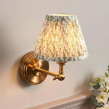 Step Wing And Leaf 16cm Herb Garden Green Shade Wall Light In Brushed Aged Brass