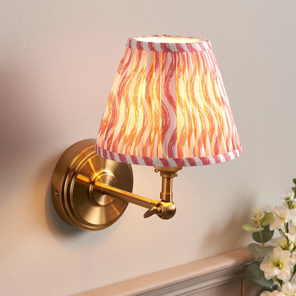 Step Wing And Ripple 16cm Coral Pink Shade Wall Light In Brushed Aged Brass