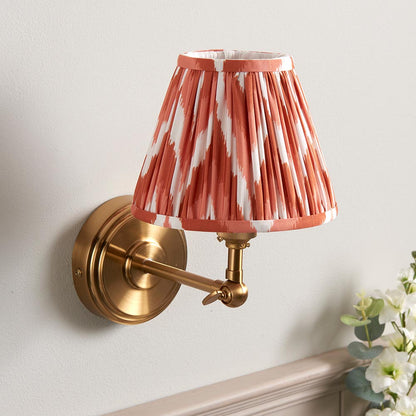 Step Wing And Zigzag 16cm Apricot Orange Shade Wall Light In Brushed Aged Brass