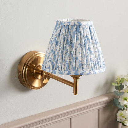 Step Fold And Leaf 16cm Shell Bay Blue Shade Wall Light In Brushed Aged Brass