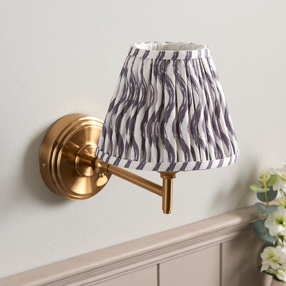 Step Fold And Ripple 16cm Pearl Grey Shade Wall Light In Brushed Aged Brass