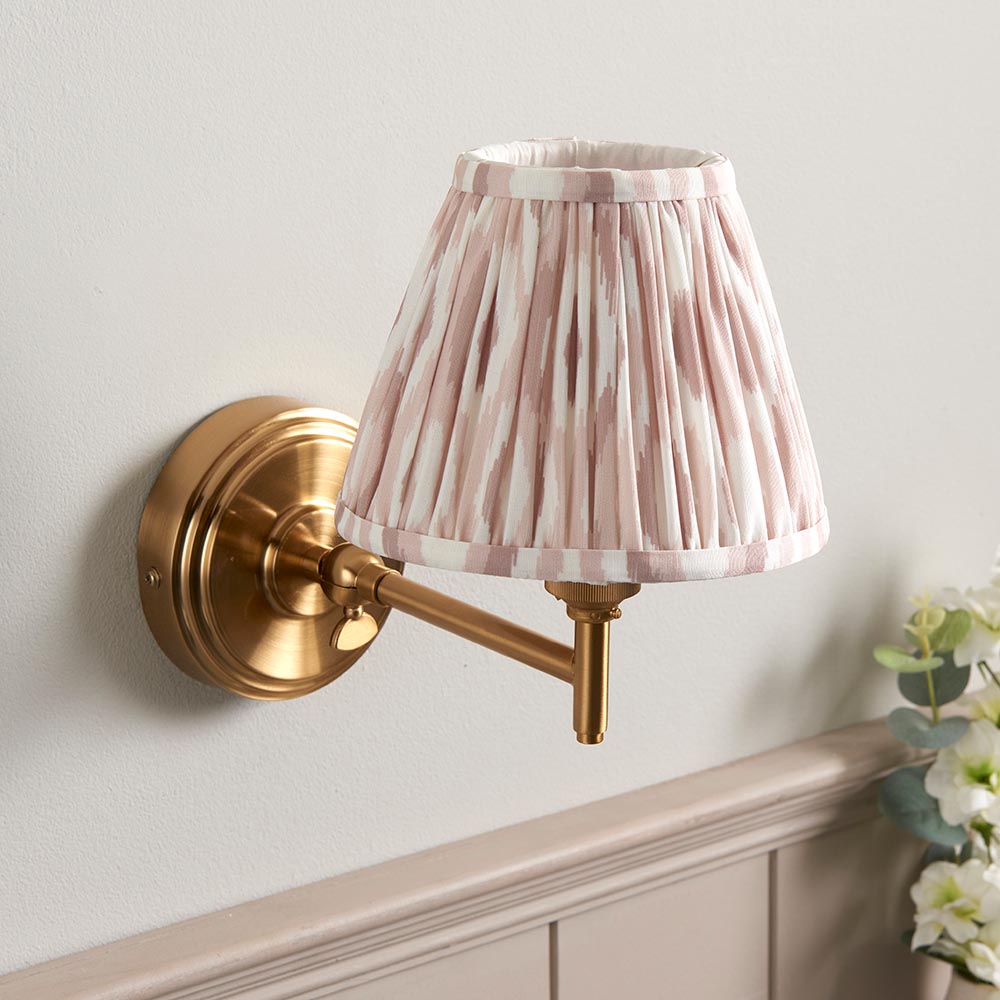 Step Fold And Ikat 16cm Neutral Shade Wall Light In Brushed Aged Brass