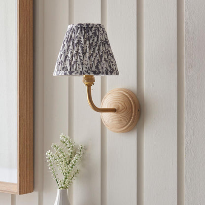 Wood Arc And Leaf 16cm Pearl Grey Shade Wall Light In Brushed Aged Brass