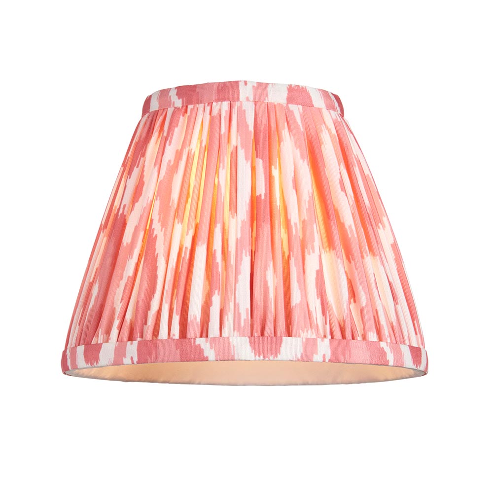 Wood Arc And Ikat 16cm Coral Pink Shade Wall Light In Brushed Aged Brass