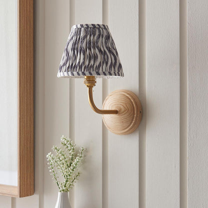 Wood Arc And Ripple 16cm Pearl Grey Shade Wall Light In Brushed Aged Brass