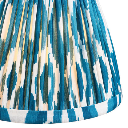 Wood Arc And Ikat 16cm Marlin Blue Shade Wall Light In Brushed Aged Brass