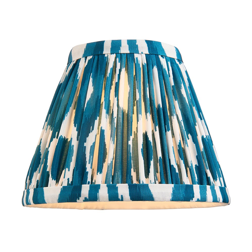 Wood Arc And Ikat 16cm Marlin Blue Shade Wall Light In Brushed Aged Brass