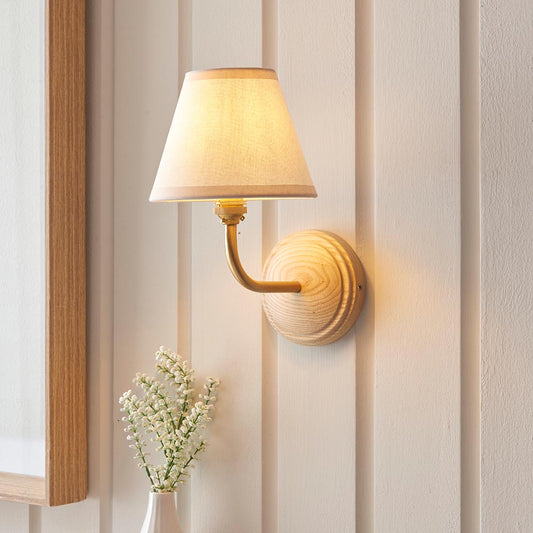 Wood Arc And Ivy 16cm Vintage White Shade Wall Light In Brushed Aged Brass