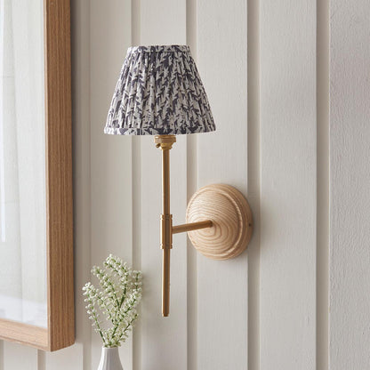 Wood T Bar And Leaf 16cm Pearl Grey Shade Wall Light In Brushed Aged Brass