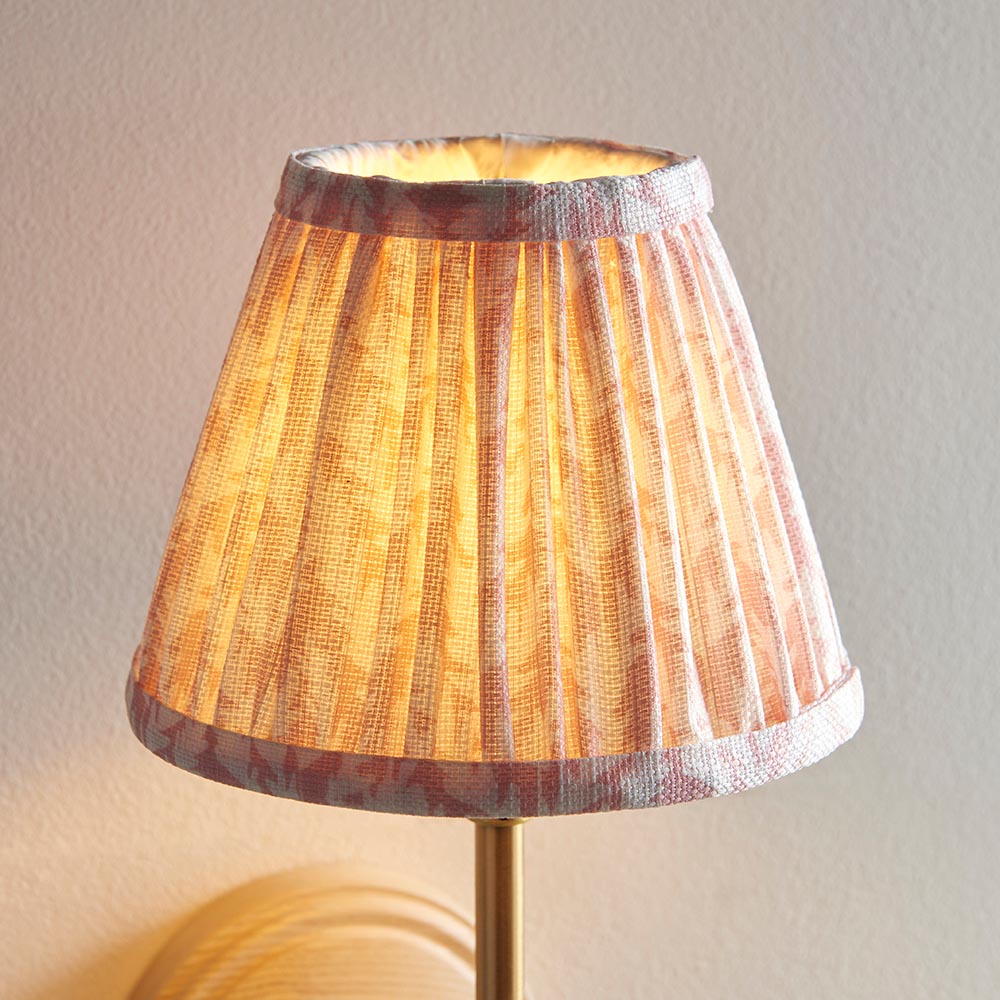 Wood T Bar And Leaf 16cm Peachy Keen Shade Wall Light In Brushed Aged Brass