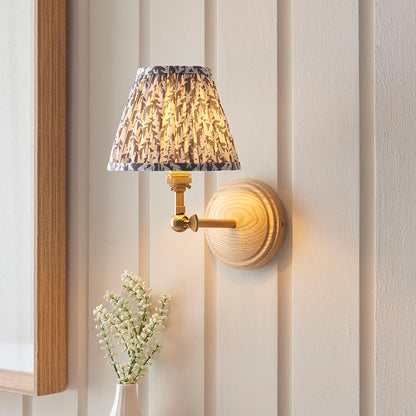 Wood Wing And Leaf 16cm Pearl Grey Shade Wall Light In Brushed Aged Brass