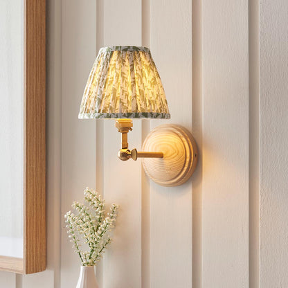 Wood Wing And Leaf 16cm Herb Garden Green Shade Wall Light In Brushed Aged Brass