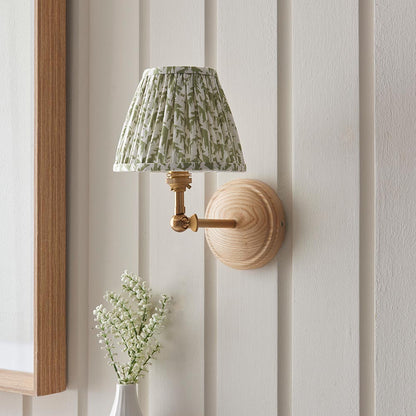 Wood Wing And Leaf 16cm Herb Garden Green Shade Wall Light In Brushed Aged Brass