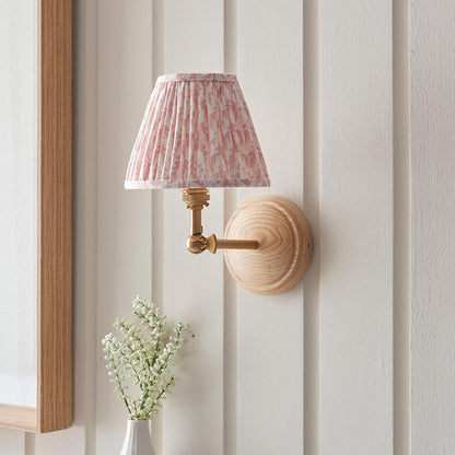 Wood Wing And Leaf 16cm Peachy Keen Shade Wall Light In Brushed Aged Brass
