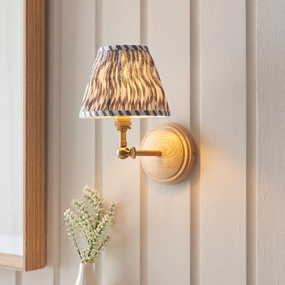 Wood Wing And Ripple 16cm Pearl Grey Shade Wall Light In Brushed Aged Brass