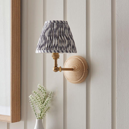 Wood Wing And Ripple 16cm Pearl Grey Shade Wall Light In Brushed Aged Brass