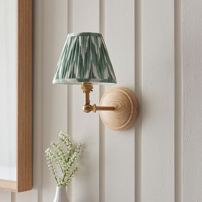 Wood Wing And Zigzag 16cm Cotswold Green Shade Wall Light In Brushed Aged Brass