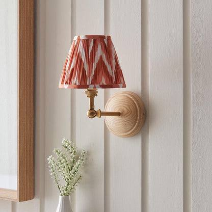 Wood Wing And Zigzag 16cm Apricot Orange Shade Wall Light In Brushed Aged Brass