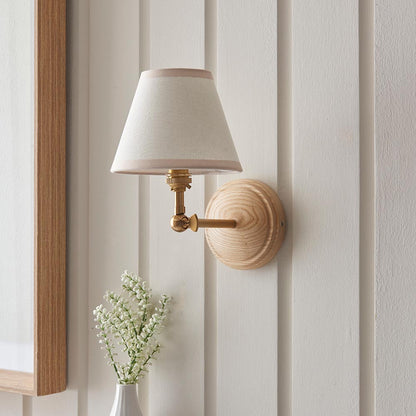 Wood Wing And Ivy 16cm Vintage White Shade Wall Light In Brushed Aged Brass