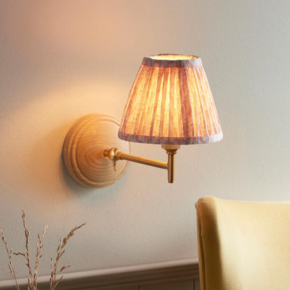 Wood Fold And Leaf 16cm Peachy Keen Shade Wall Light In Brushed Aged Brass